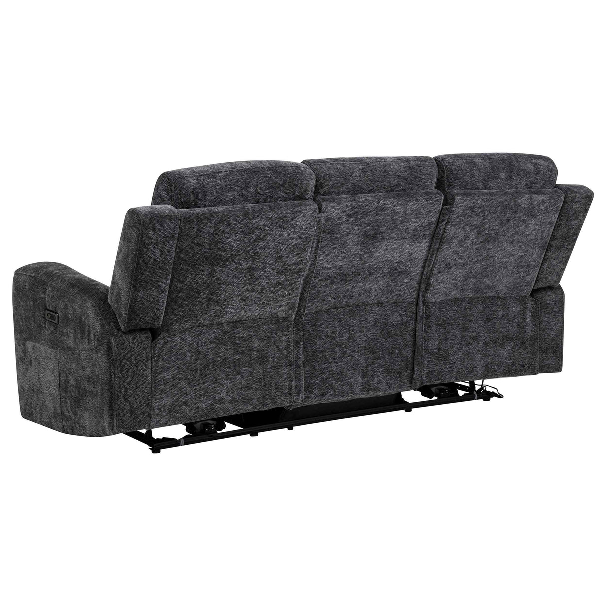 Kennett Dark Grey Chenille Upholstered Power Reclining Sofa by Coaster at Eve Furniture