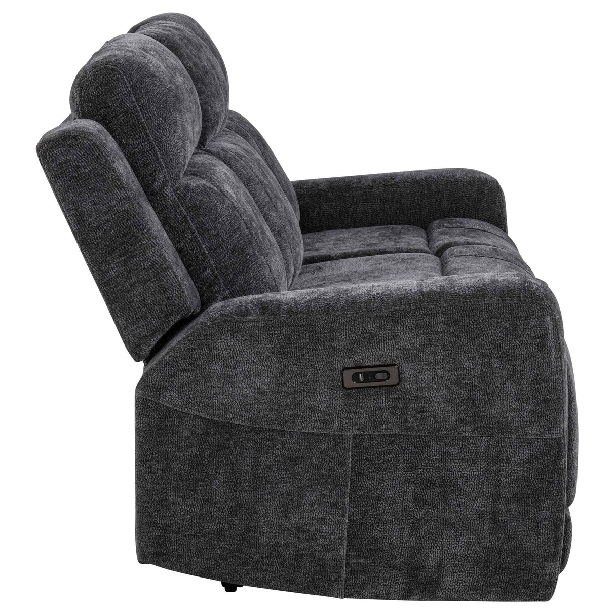 Kennett Dark Grey Chenille Upholstered Power Reclining Sofa by Coaster at Eve Furniture