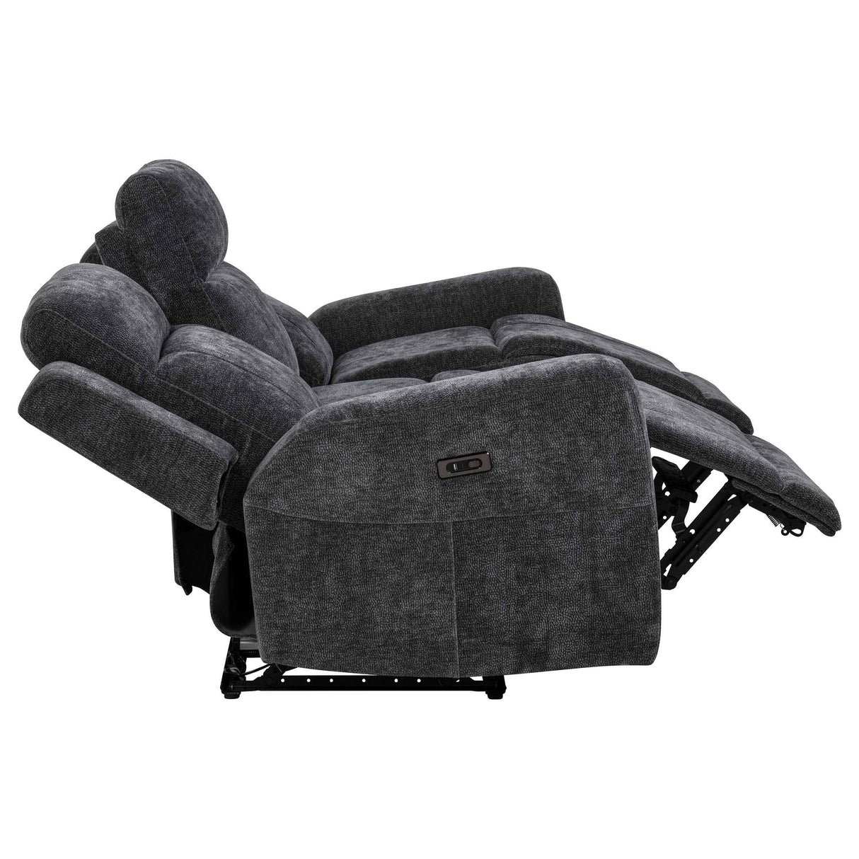 Kennett Dark Grey Chenille Upholstered Power Reclining Sofa by Coaster at Eve Furniture