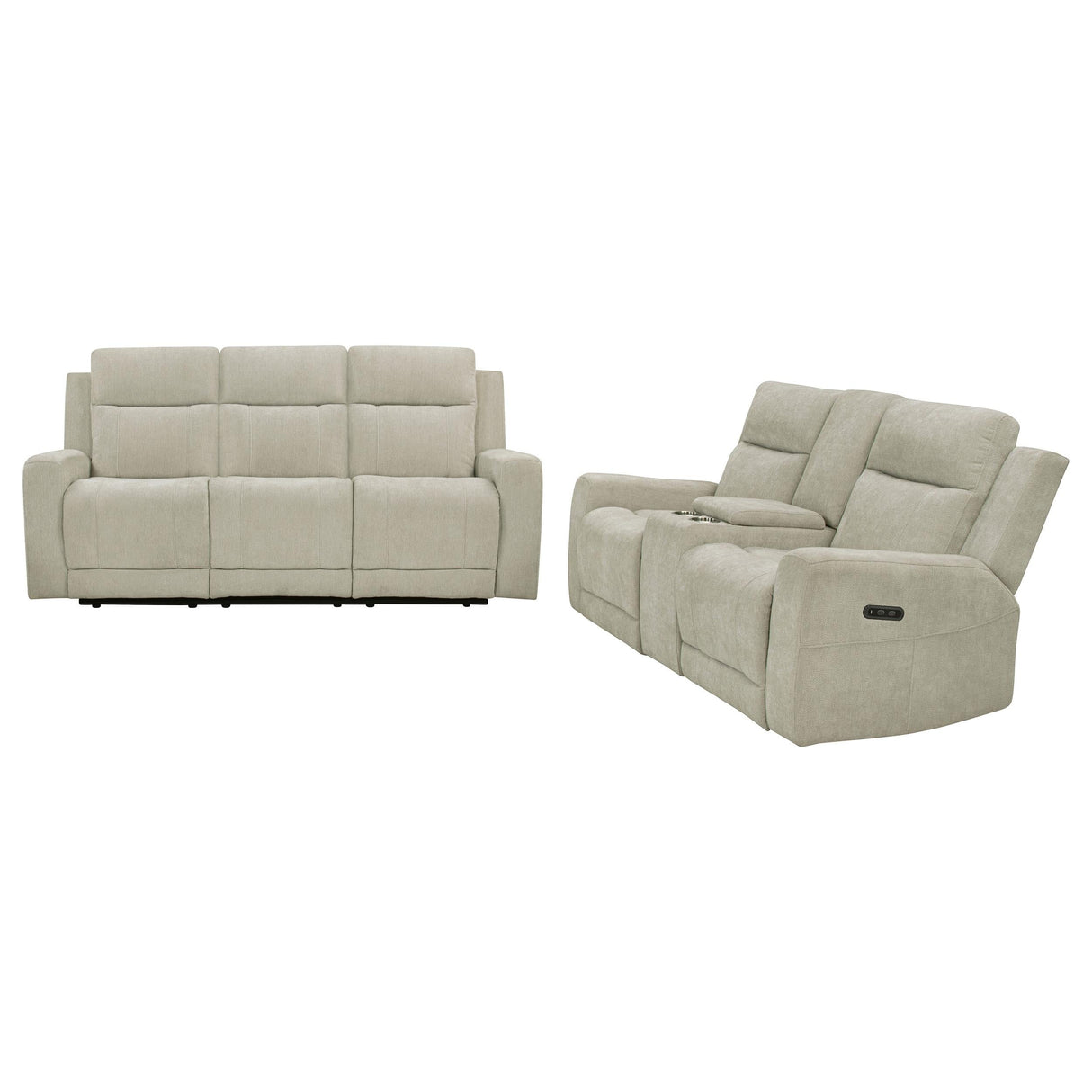 Kennett Ivory 2-Piece Chenille Power Reclining Set by Coaster at Eve Furniture