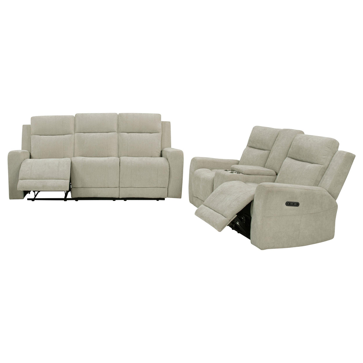 Kennett Ivory 2-Piece Chenille Power Reclining Set by Coaster at Eve Furniture