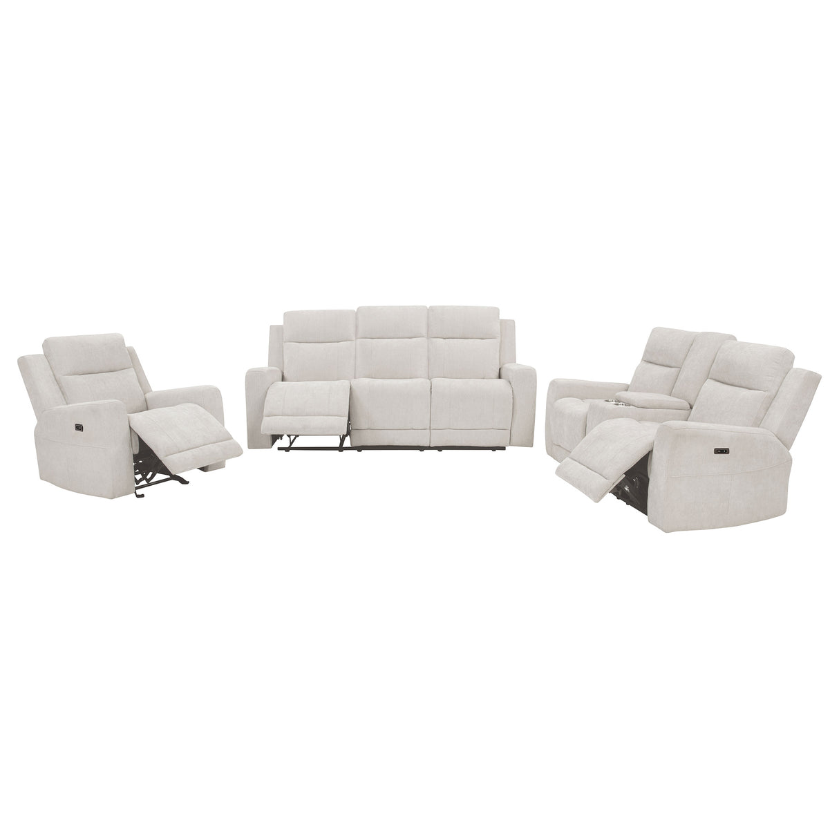 Kennett Ivory 3-piece Chenille Power Reclining Sofa Set by Coaster at Eve Furniture