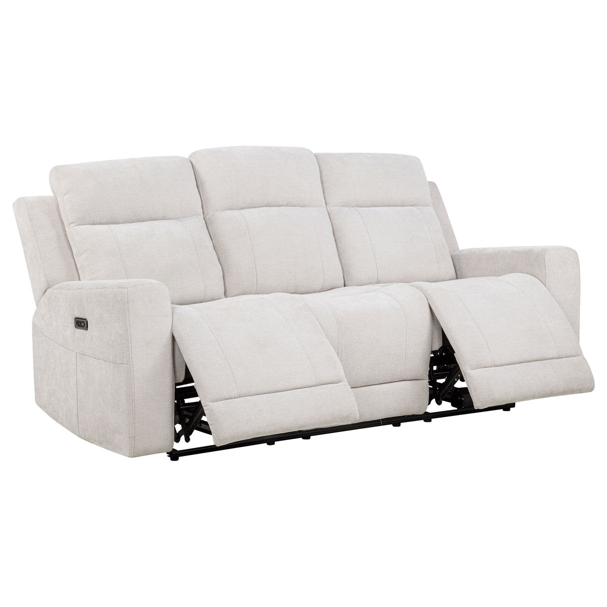 Kennett Ivory Chenille Upholstered Power Reclining Sofa by Coaster at Eve Furniture
