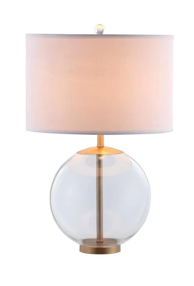Kenny White Drum Shade Table Lamp with Glass Base by Coaster at Eve Furniture
