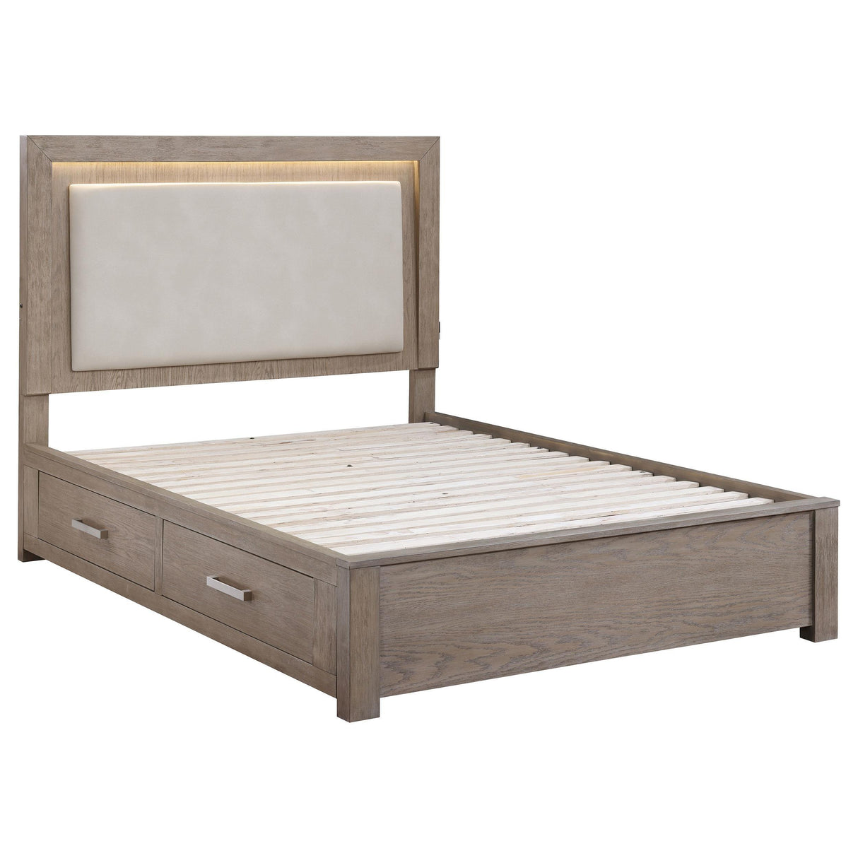 Kenora 56-inch California King LED Storage Bed Barley Brown by Coaster at Eve Furniture