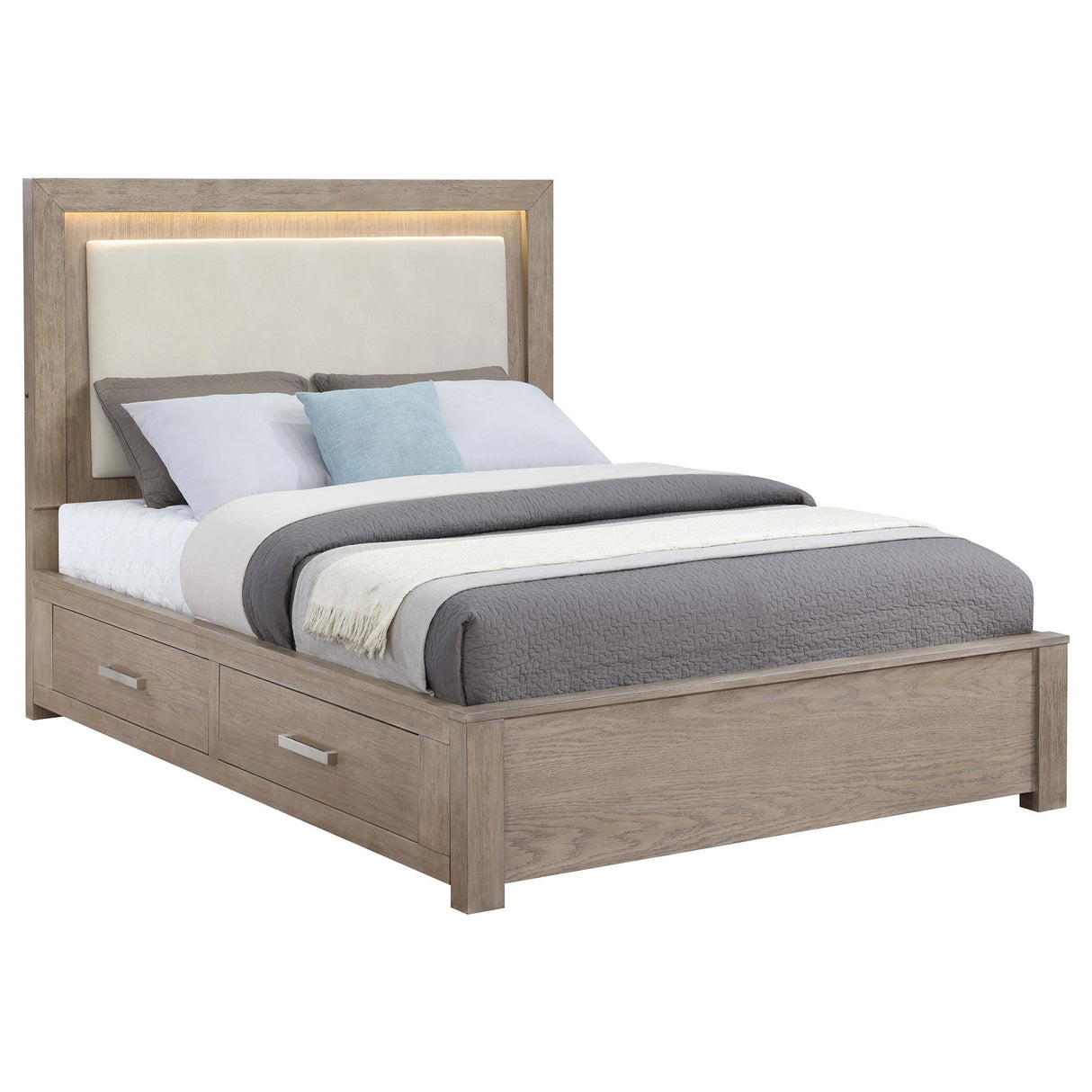 Kenora 56-inch California King LED Storage Bed Barley Brown by Coaster at Eve Furniture