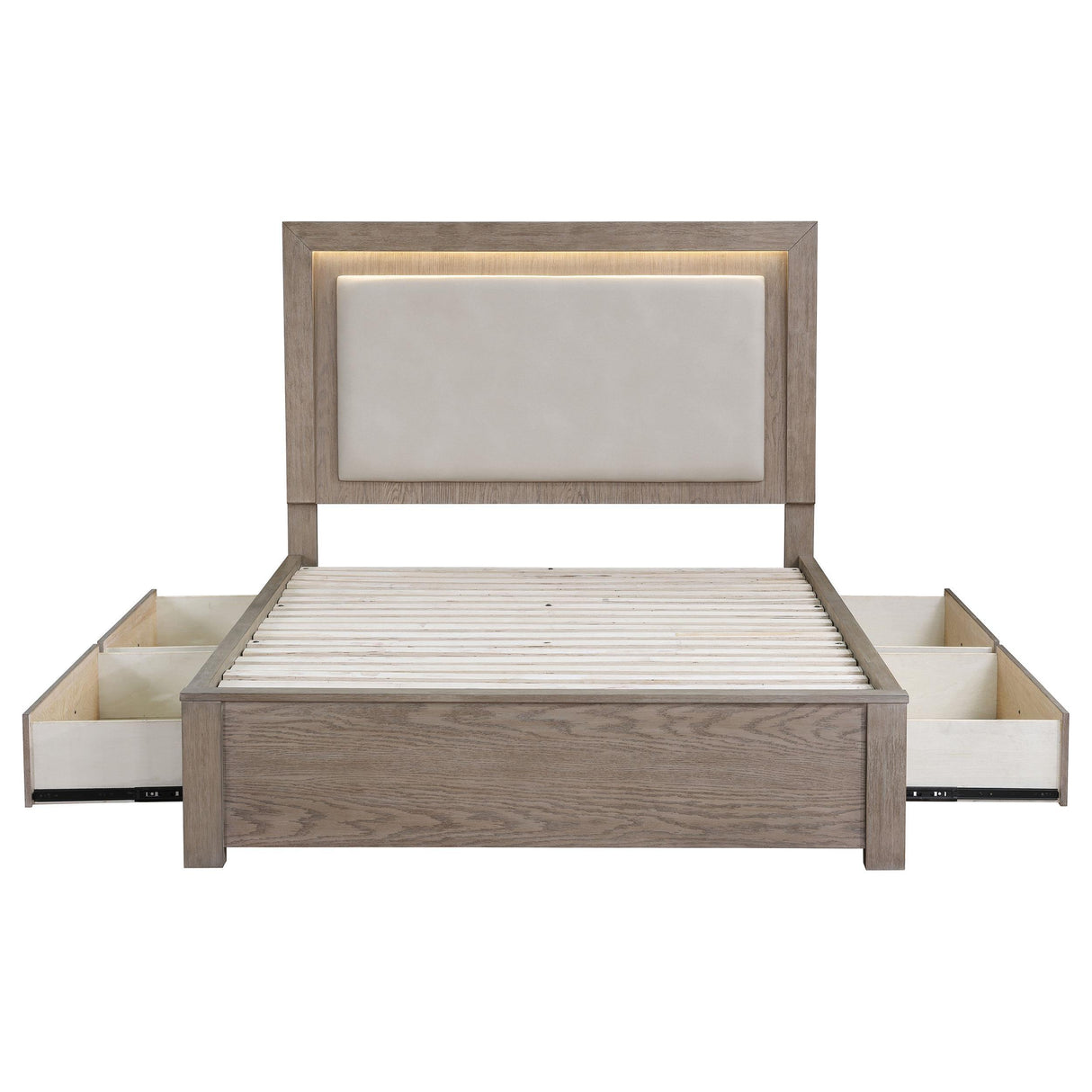 Kenora 56-inch California King LED Storage Bed Barley Brown by Coaster at Eve Furniture