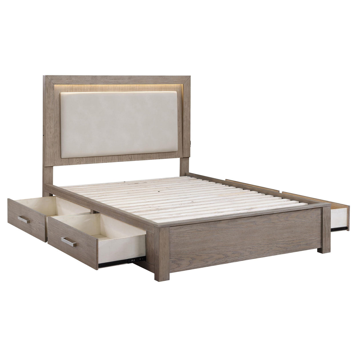Kenora 56-inch California King LED Storage Bed Barley Brown by Coaster at Eve Furniture