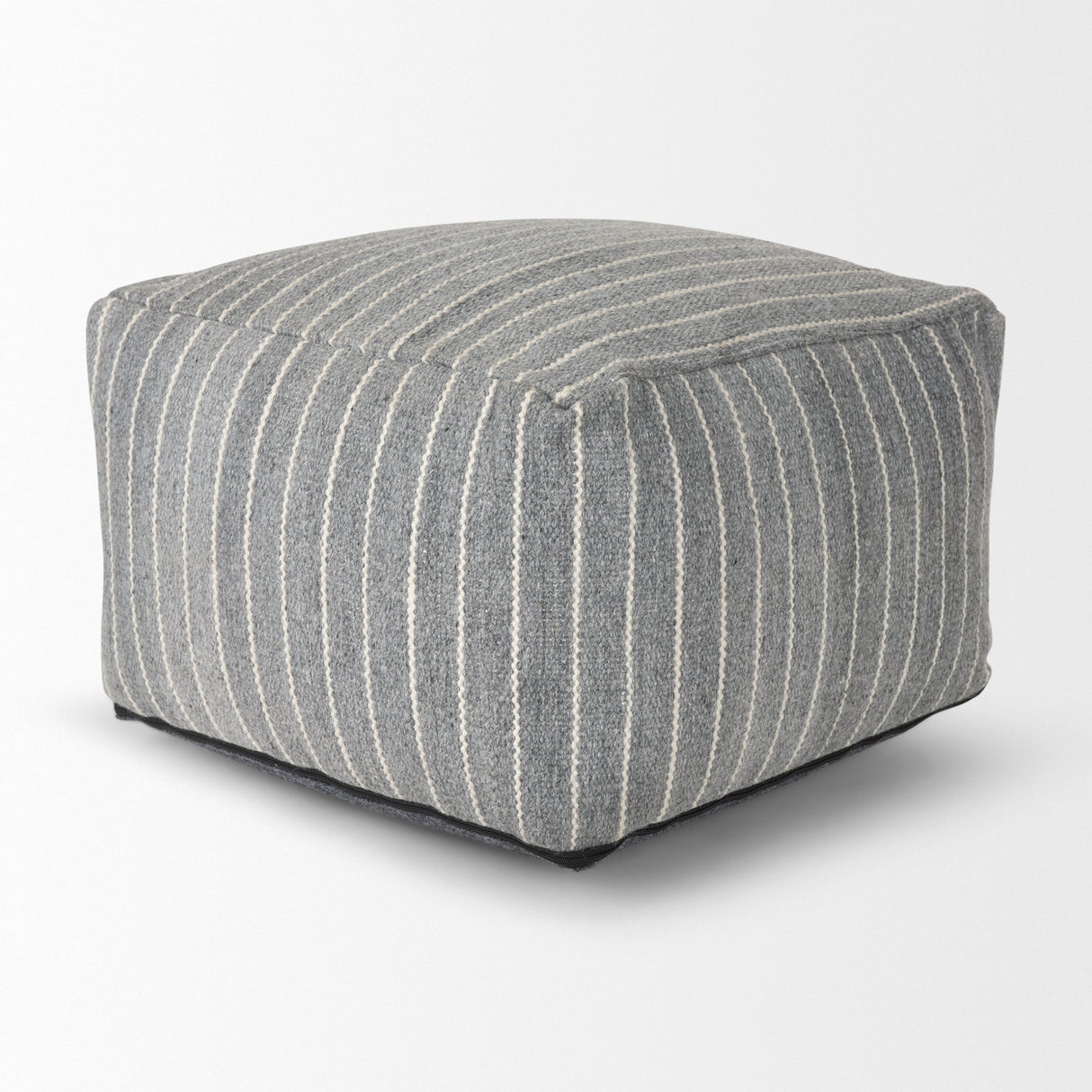 Kensie Large Blue Striped Pouf by Mercana at Eve Furniture