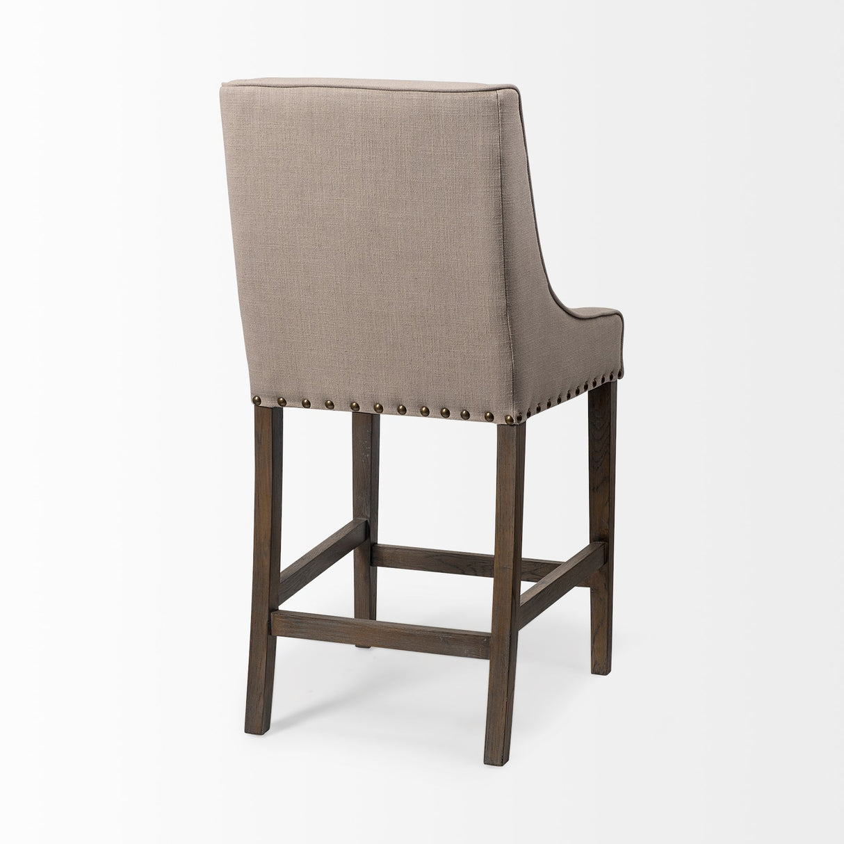 Kensington 27.5" Seat Height Beige Fabric Seat Brown Wood Frame Counter Stool by Mercana at Eve Furniture