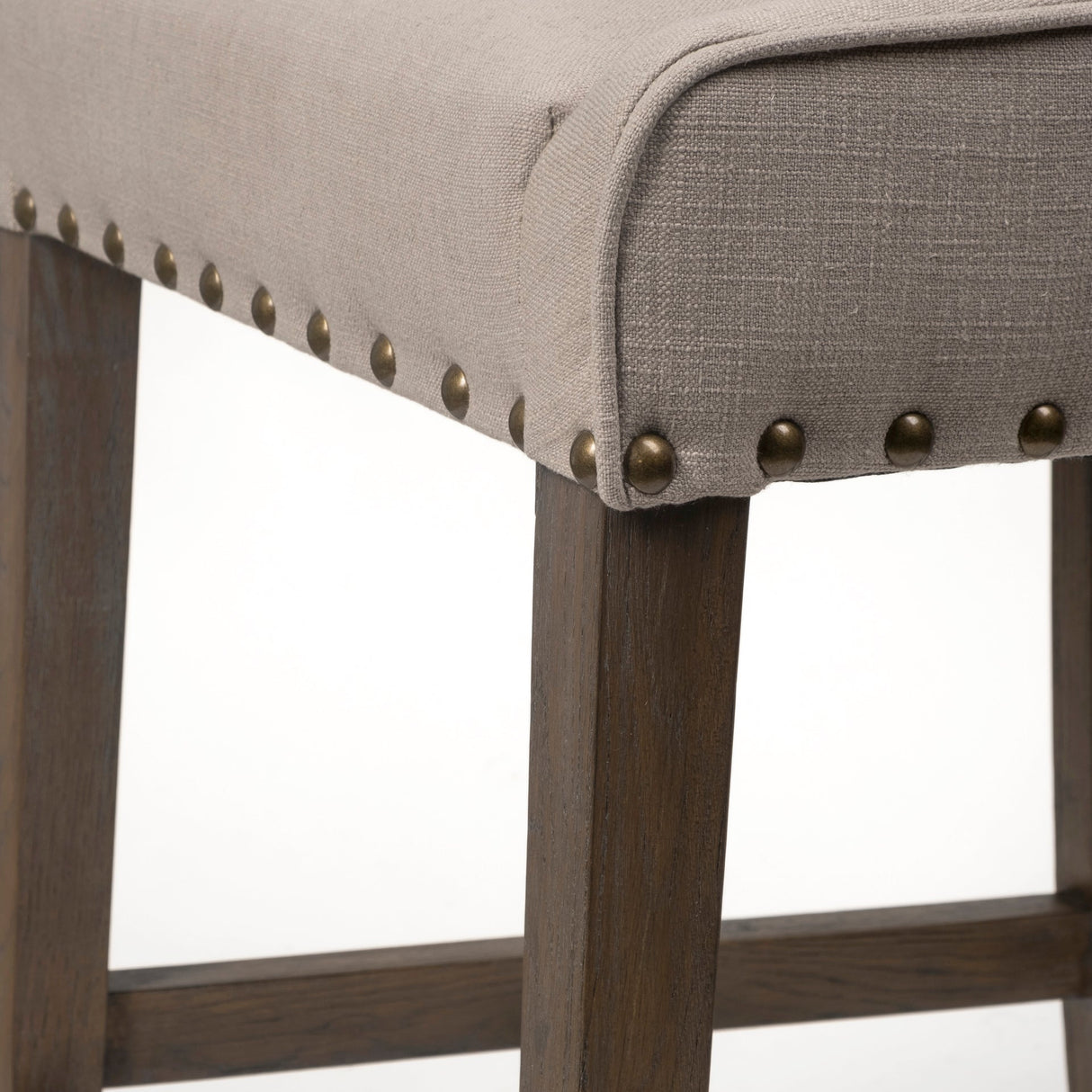 Kensington 27.5" Seat Height Beige Fabric Seat Brown Wood Frame Counter Stool by Mercana at Eve Furniture