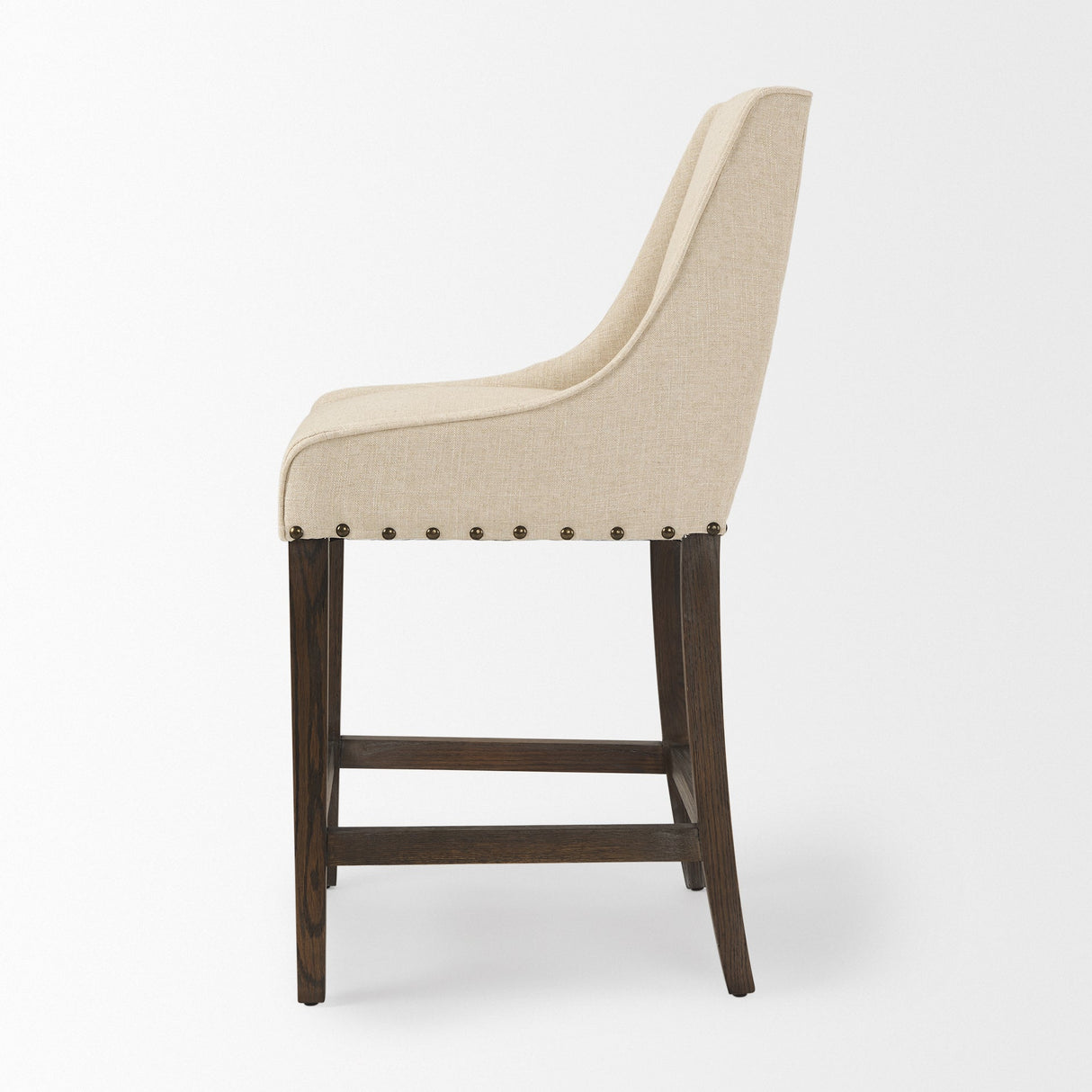 Kensington Cream Fabric Seat Brown Wood Frame Counter Stool by Mercana at Eve Furniture