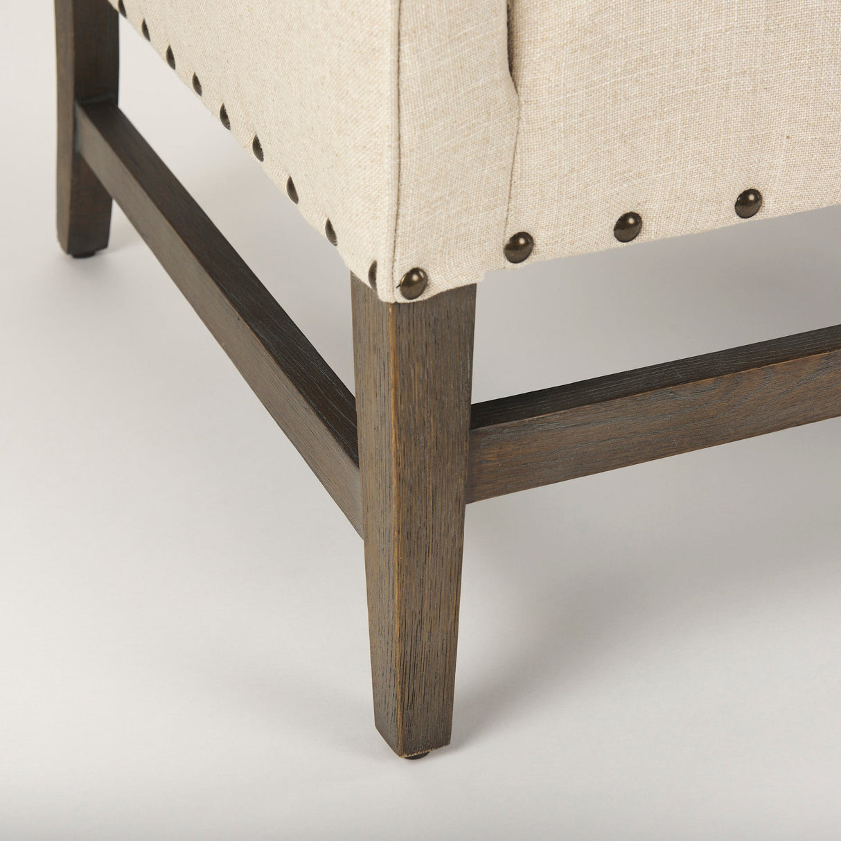 Kensington Cream Linen Fabric and Wood Accent Chair by Mercana at Eve Furniture