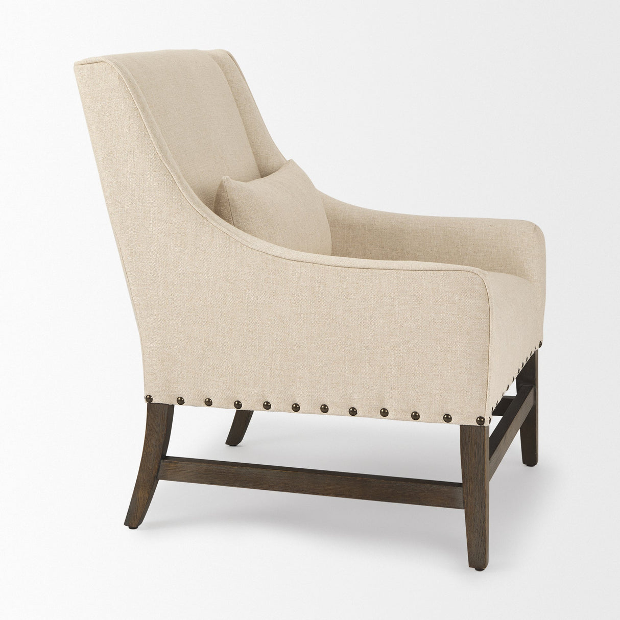 Kensington Cream Linen Fabric and Wood Accent Chair by Mercana at Eve Furniture