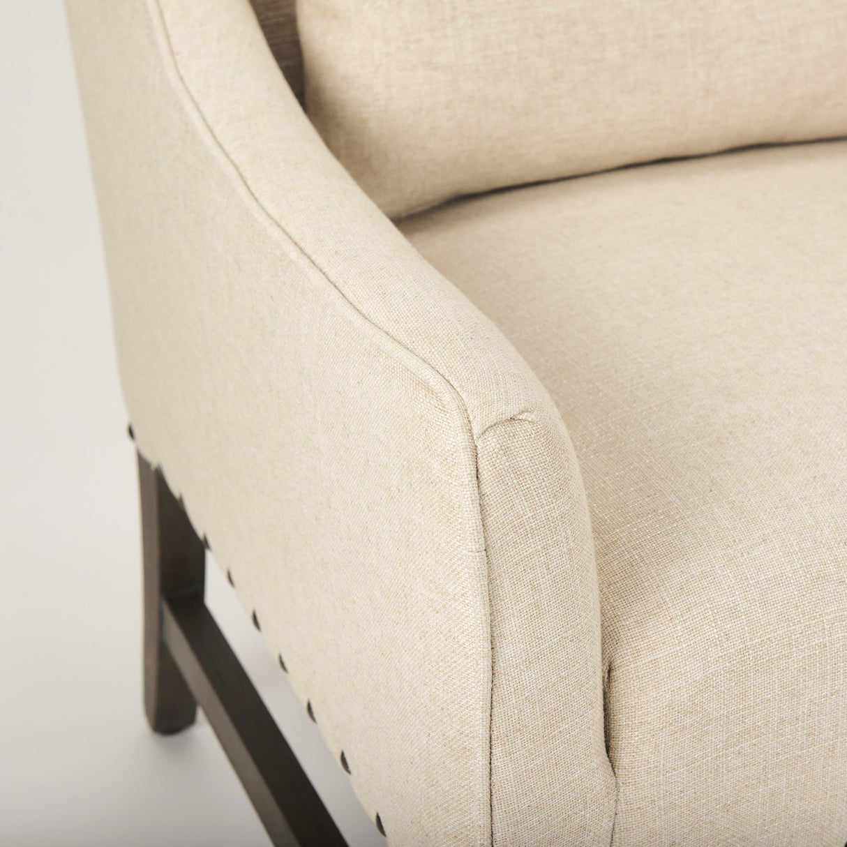 Kensington Cream Linen Fabric and Wood Accent Chair by Mercana at Eve Furniture