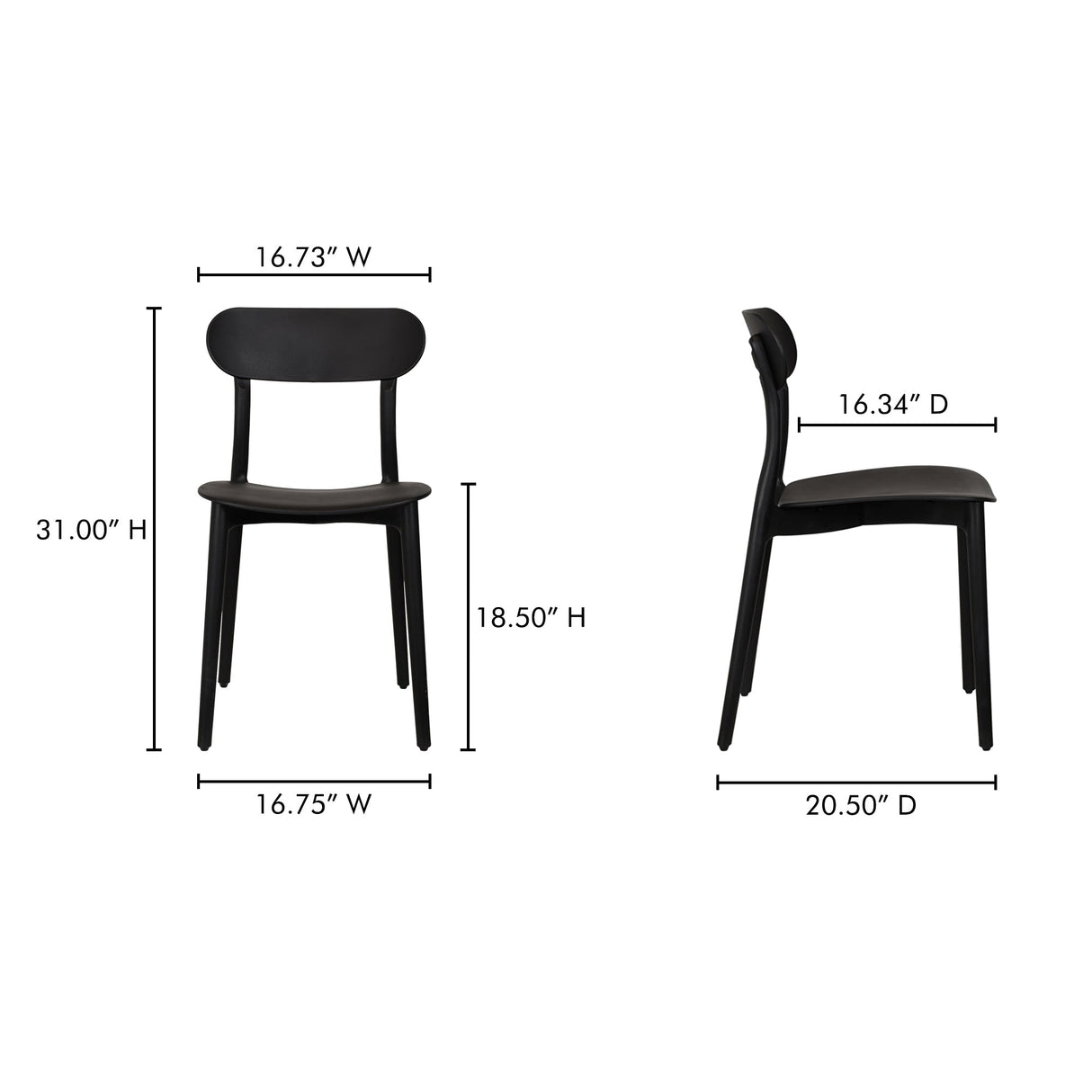 Kent Black Outdoor Dining Chair (Set of 2) by Moe's Home at Eve Furniture