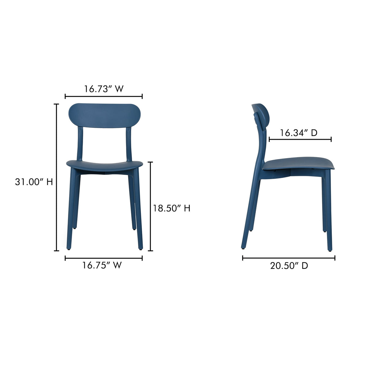 Kent Navy Outdoor Dining Chair (Set of 2) by Moe's Home at Eve Furniture