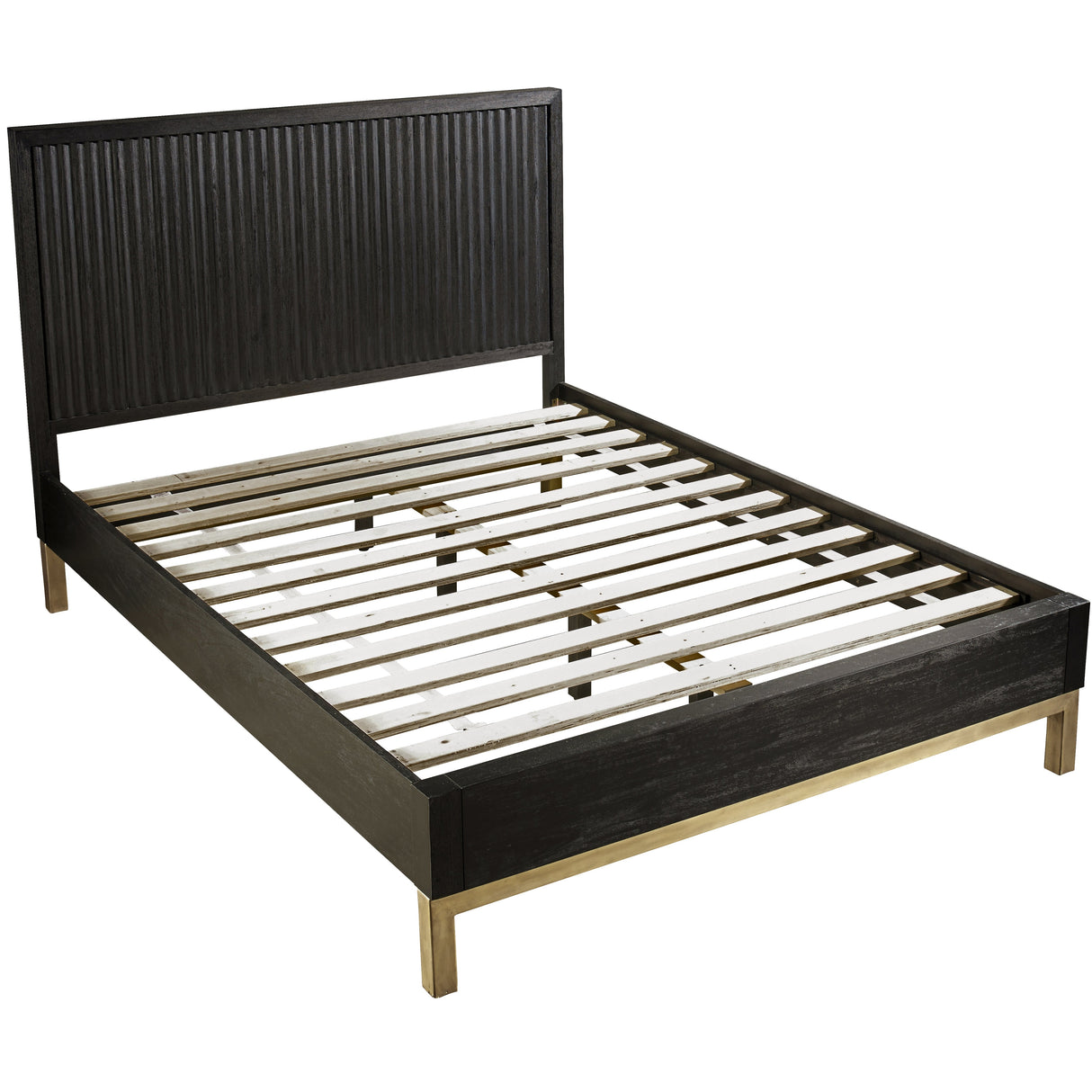Kentfield Solid Wood Full Platform Bed in Black Drifted Oak by Modus Furniture at Eve Furniture
