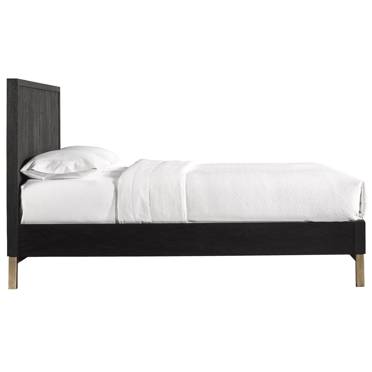 Kentfield Solid Wood Queen Platform Bed in Black Drifted Oak by Modus Furniture at Eve Furniture