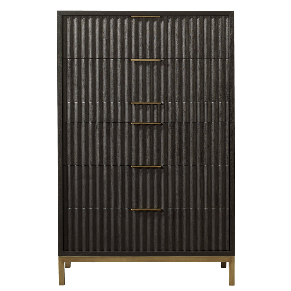 Kentfield Solid Wood Six Drawer Chest in Black Drifted Oak by Modus Furniture at Eve Furniture
