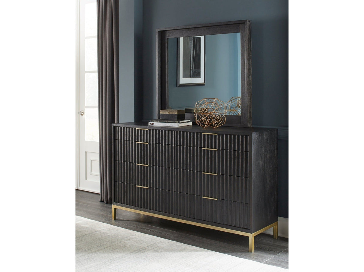 Kentifield Solid Wood Eight Drawer Dresser in Black Drifted Oak by Modus Furniture at Eve Furniture