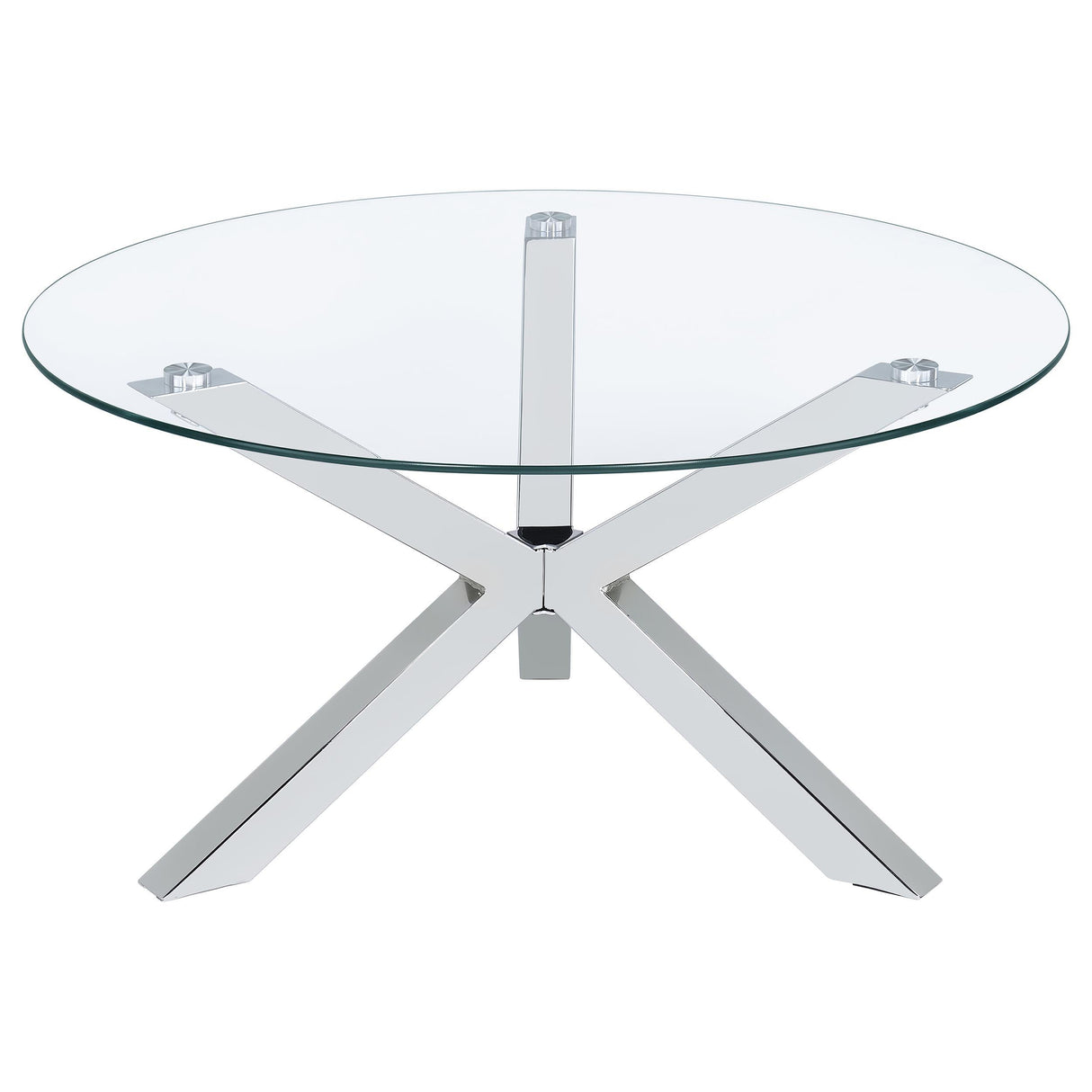 Kenzie Chrome 3-Piece Round Coffee and End Table Set by Coaster at Eve Furniture