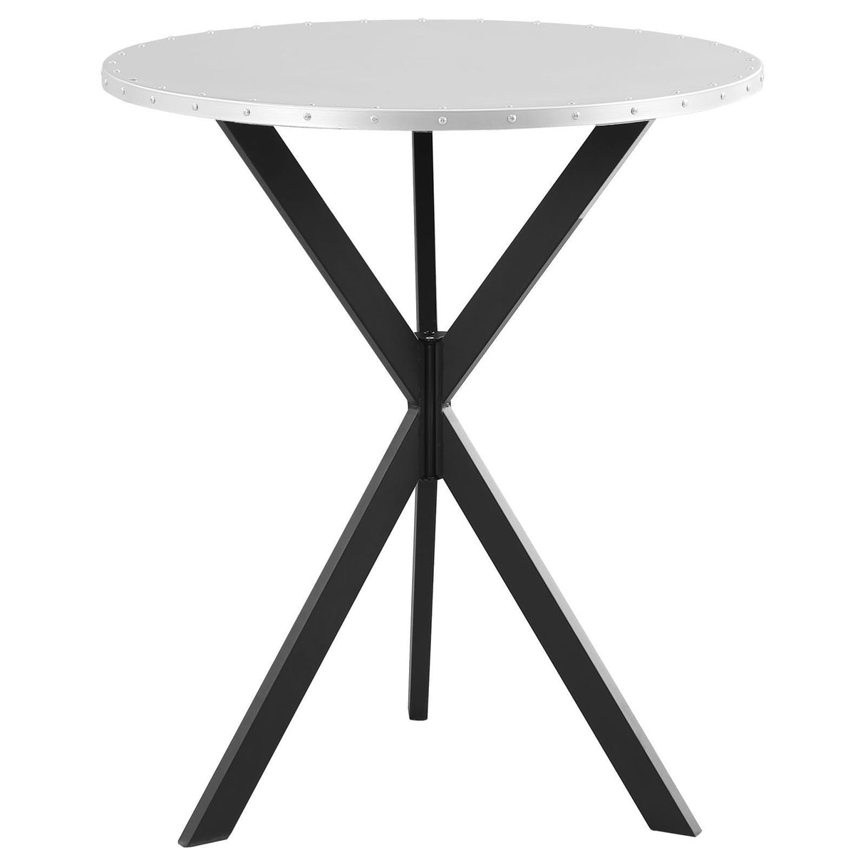Kenzo Black Round Metal Top Bar Table Silver and Sandy by Coaster at Eve Furniture