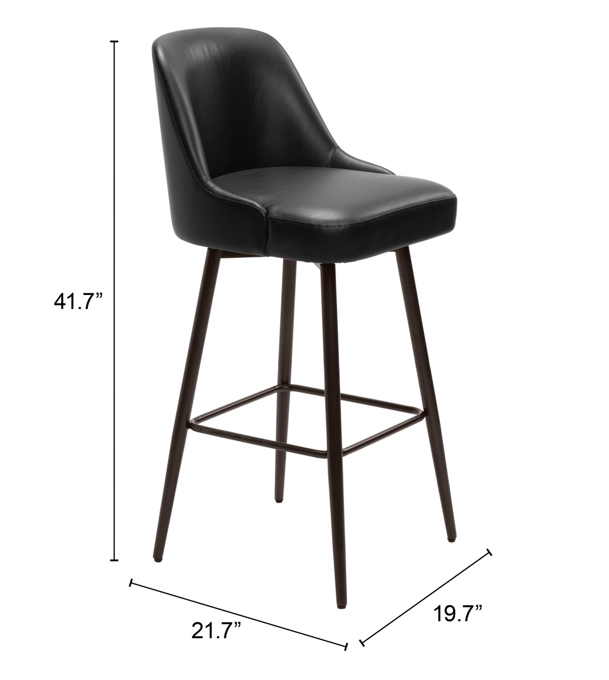 Keppel Black & Bronze Swivel Barstool by Zuomod at Eve Furniture