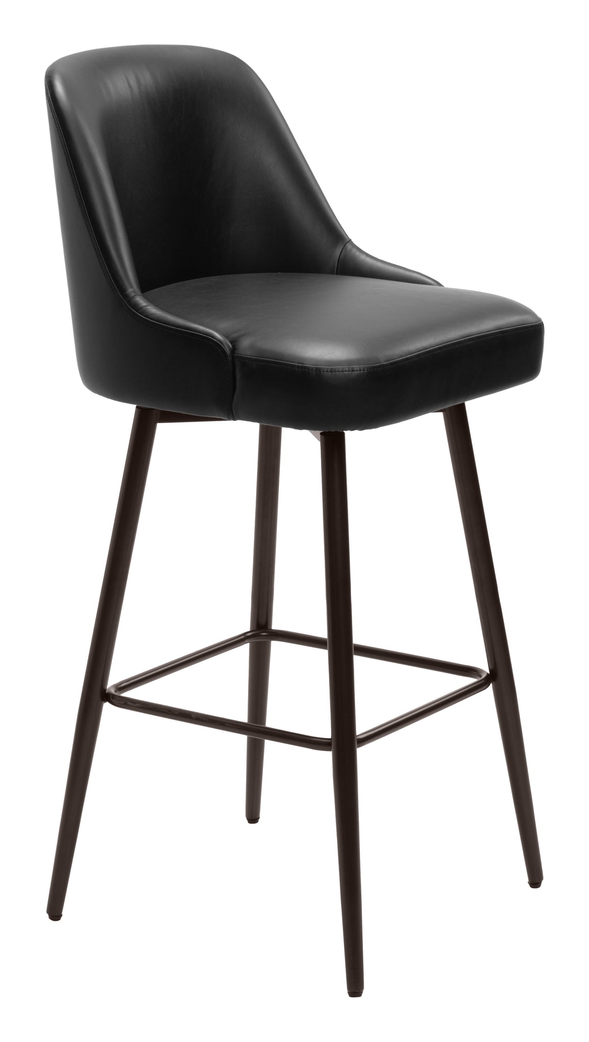 Keppel Black & Bronze Swivel Barstool by Zuomod at Eve Furniture