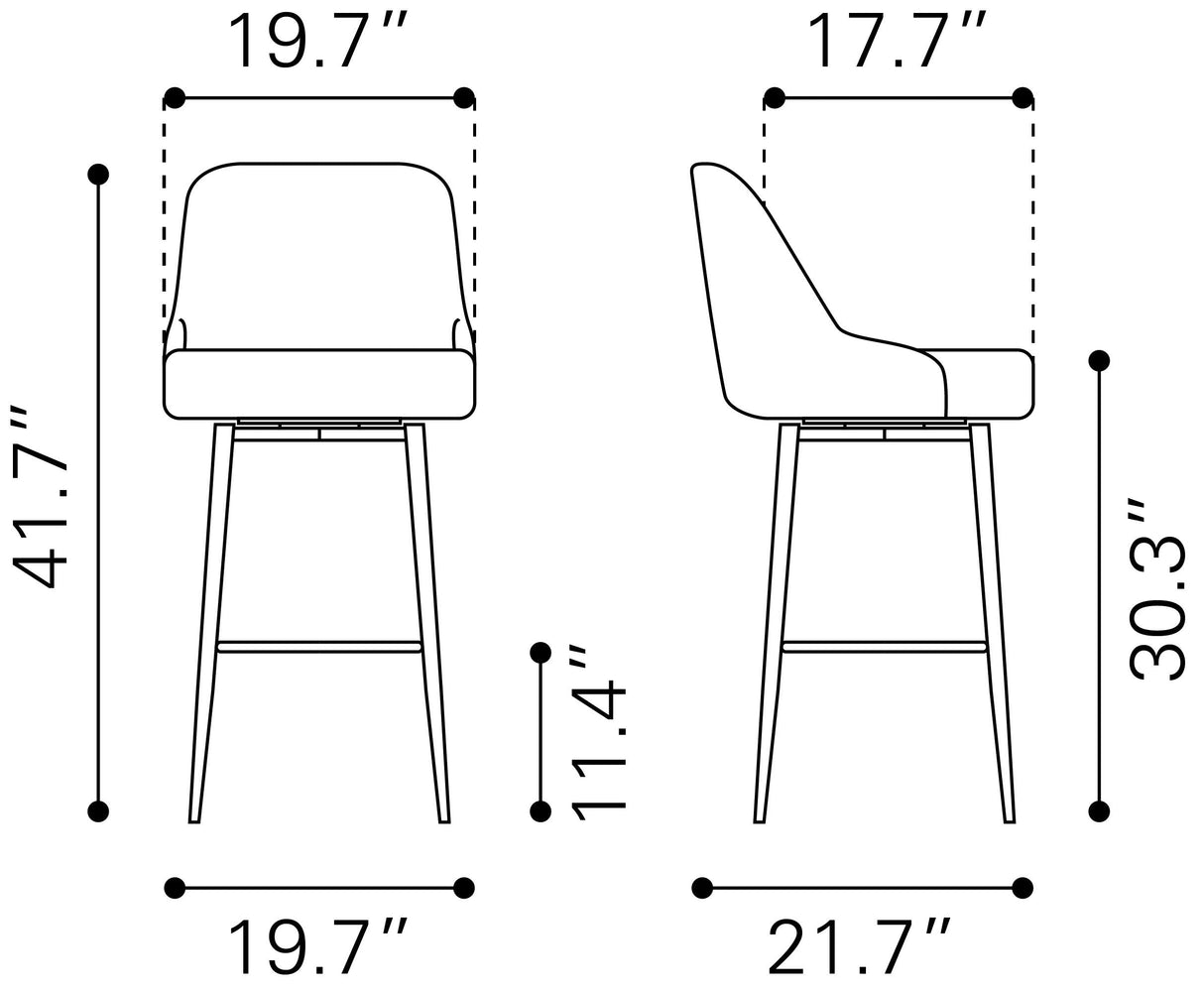 Keppel Brown Swivel Barstool by Zuomod at Eve Furniture