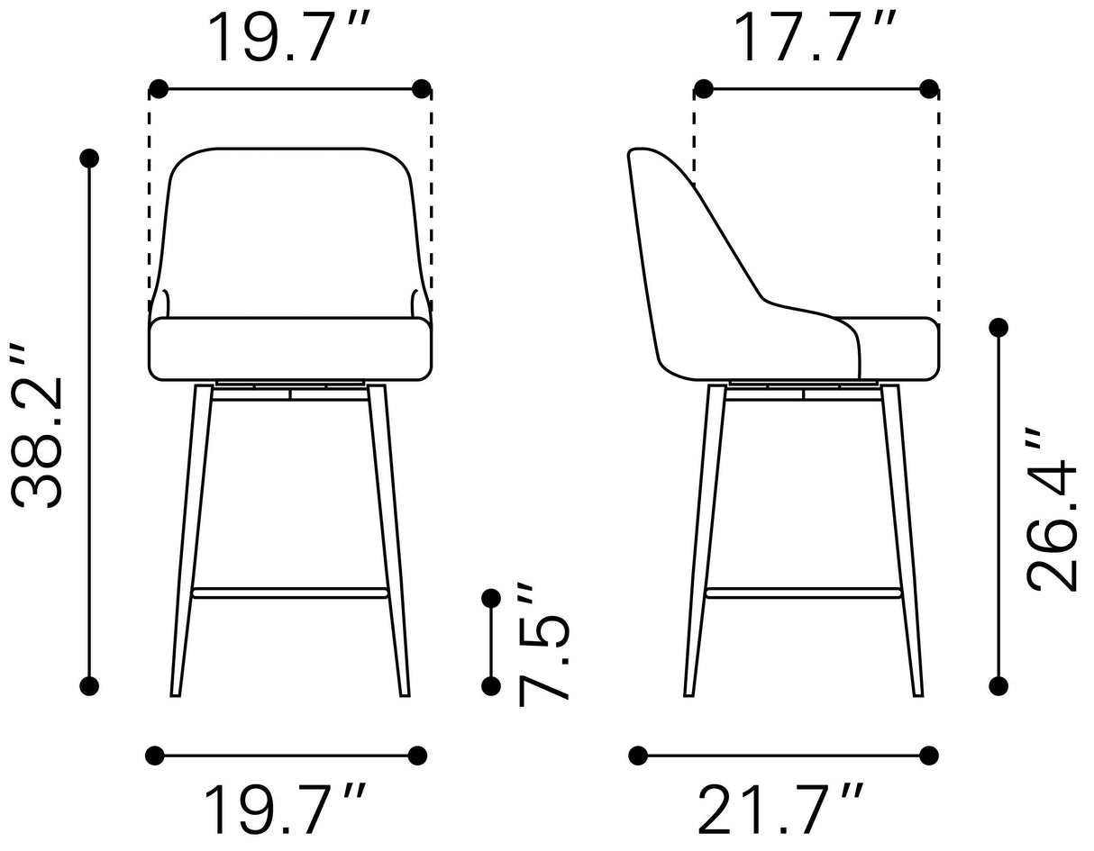Keppel Brown Swivel Counter Stool by Zuomod at Eve Furniture