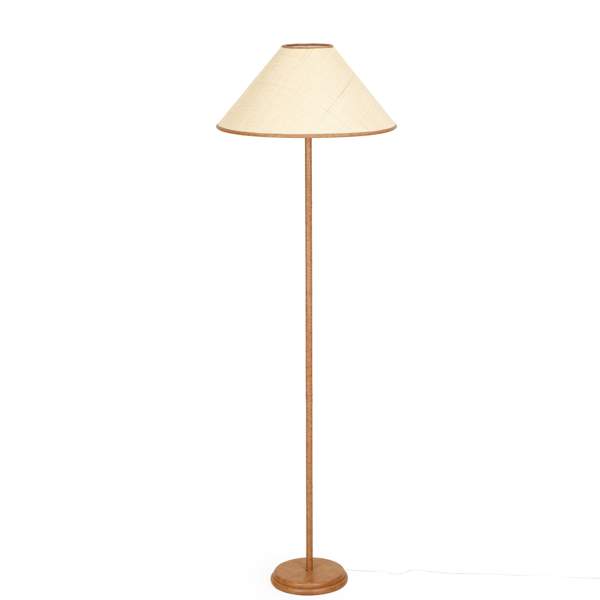 Keria Natural Vegan Leather and Raffia Designer Floor Lamp by TOV Furniture at Eve Furniture