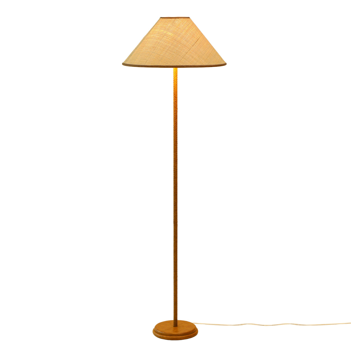 Keria Natural Vegan Leather and Raffia Designer Floor Lamp by TOV Furniture at Eve Furniture