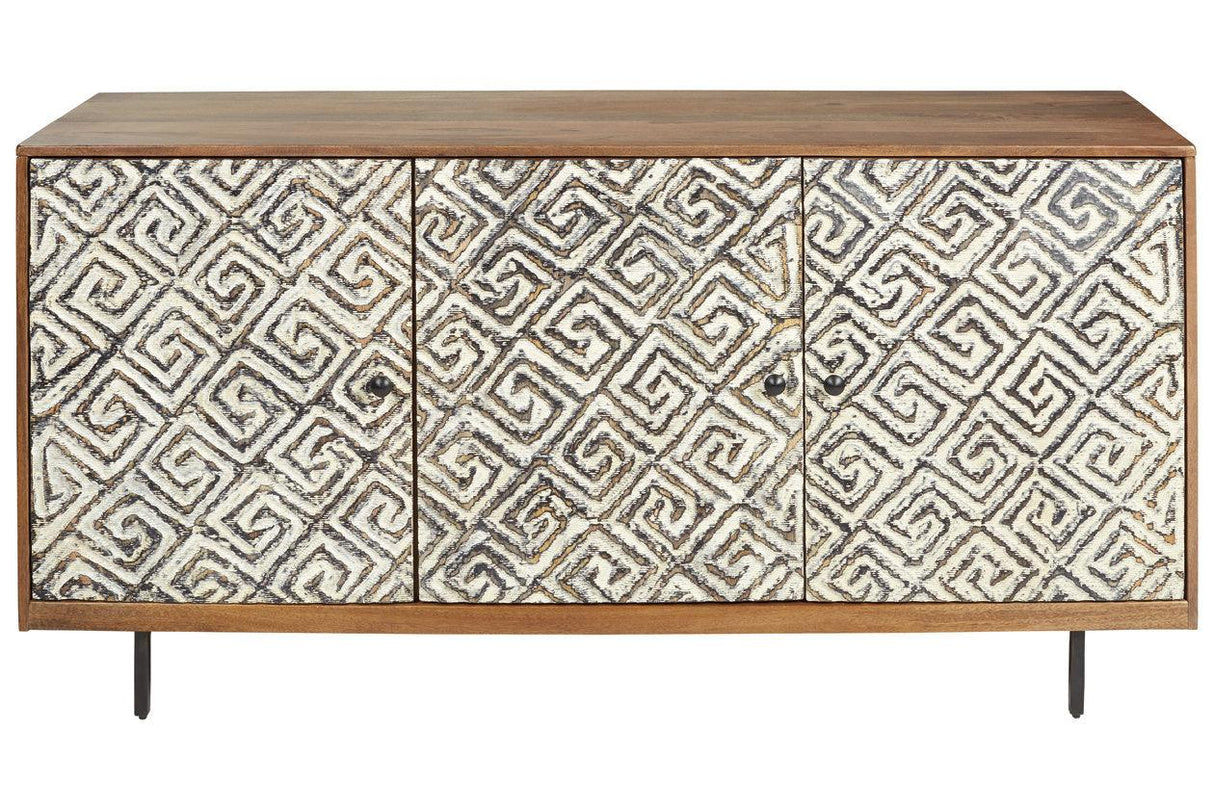 Kerrings Brown/Black/White Accent Cabinet by Ashley at Eve Furniture