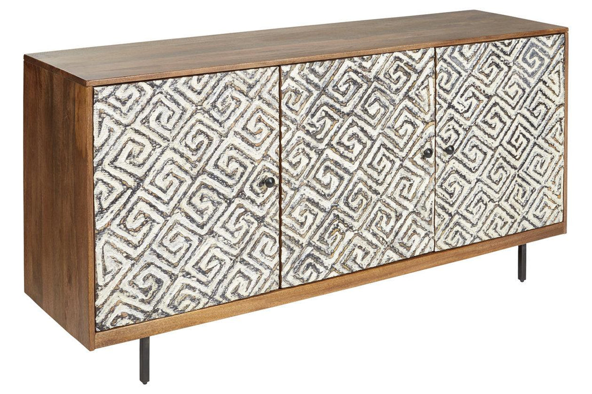 Kerrings Brown/Black/White Accent Cabinet by Ashley at Eve Furniture