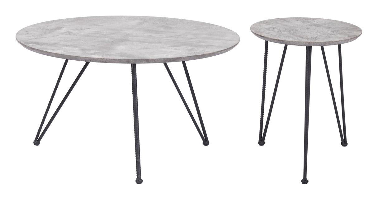 Kerris Gray & Black Coffee Table Set (2-Piece) by Zuomod at Eve Furniture