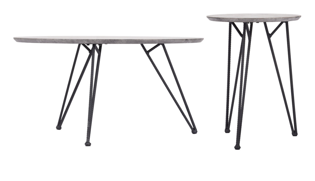 Kerris Gray & Black Coffee Table Set (2-Piece) by Zuomod at Eve Furniture