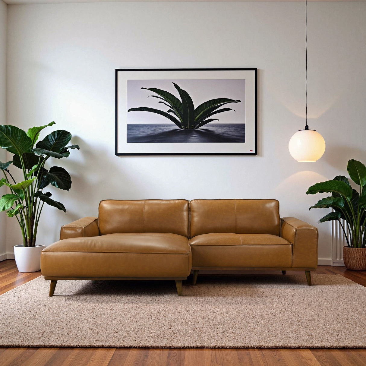 Kerrville Tan Leather Left Sectional Sofa by Ashcroft Furniture at Eve Furniture