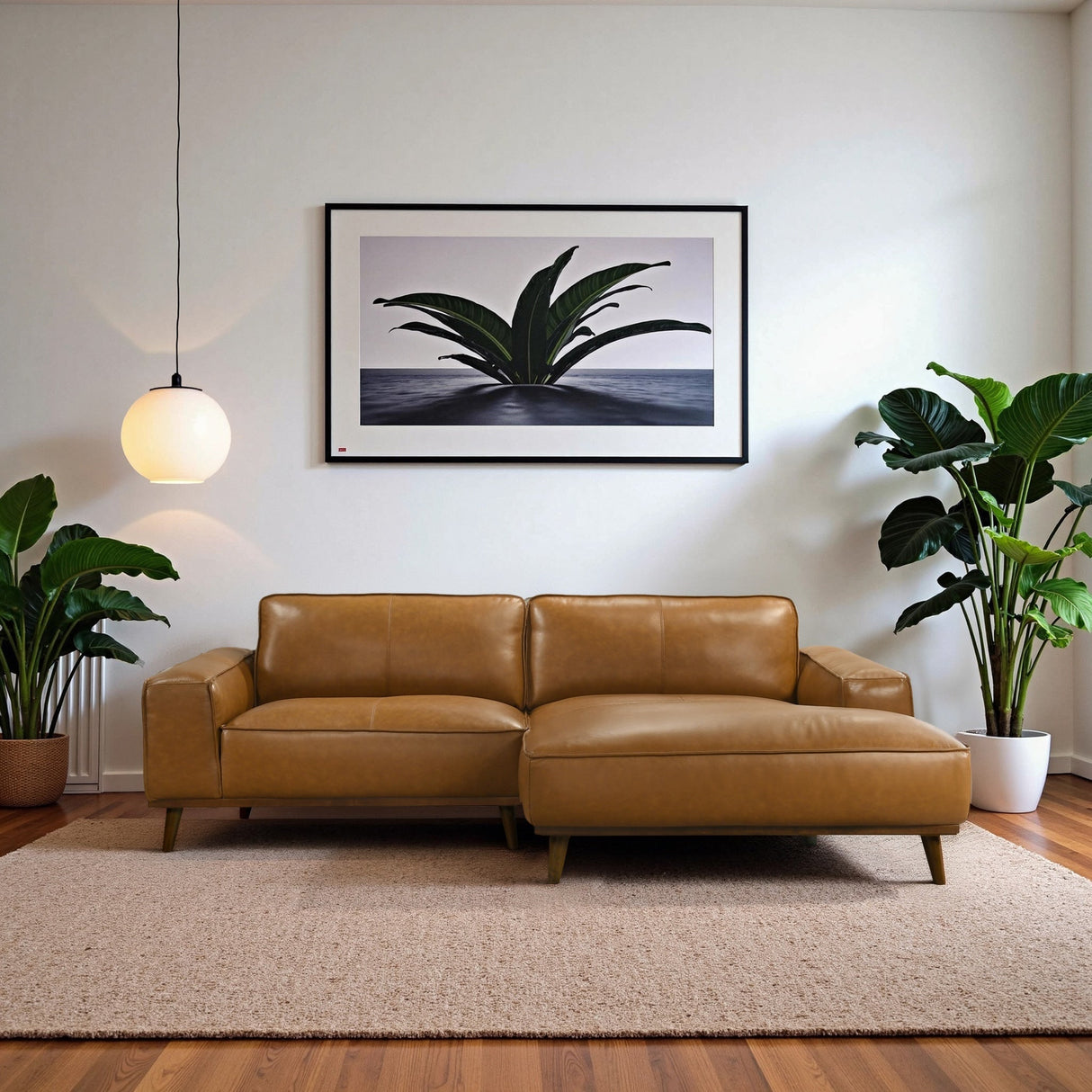 Kerrville Tan Leather Right Sectional Sofa by Ashcroft Furniture at Eve Furniture