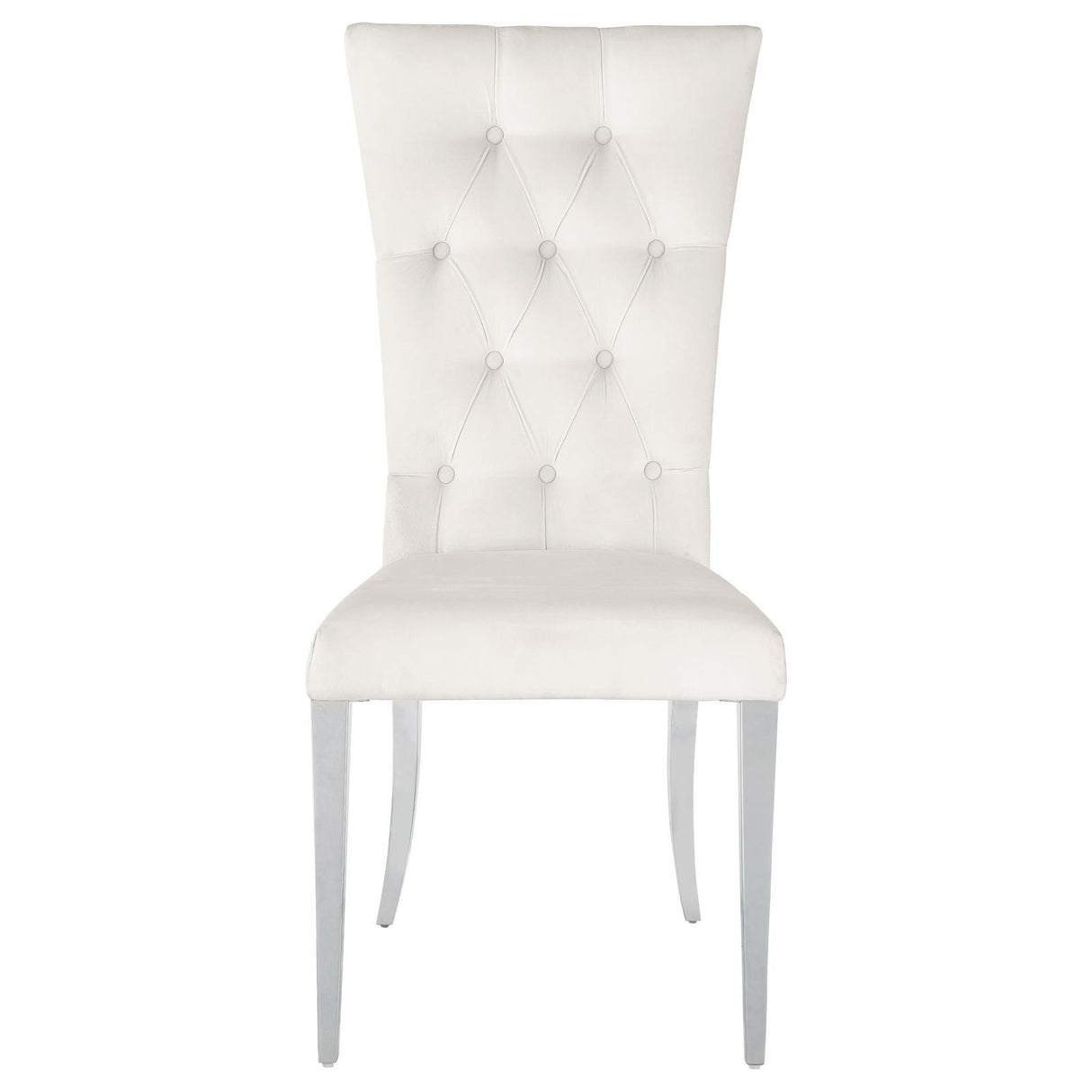Kerwin White/Chrome Tufted Upholstered Side Chair, Set of 2 by Coaster at Eve Furniture