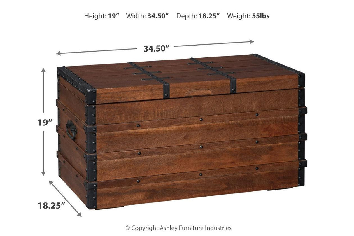 Kettleby Brown Storage Trunk by Ashley at Eve Furniture