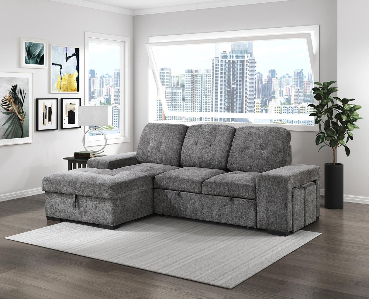 Kevin Grey Sectional With Pull-Out Bed by Happy Homes at Eve Furniture