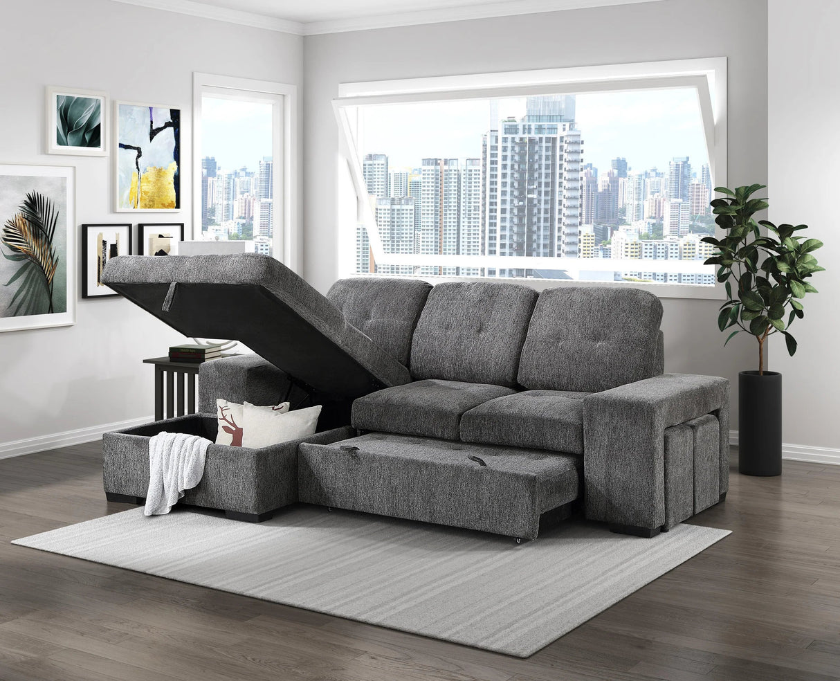 Kevin Grey Sectional With Pull-Out Bed by Happy Homes at Eve Furniture