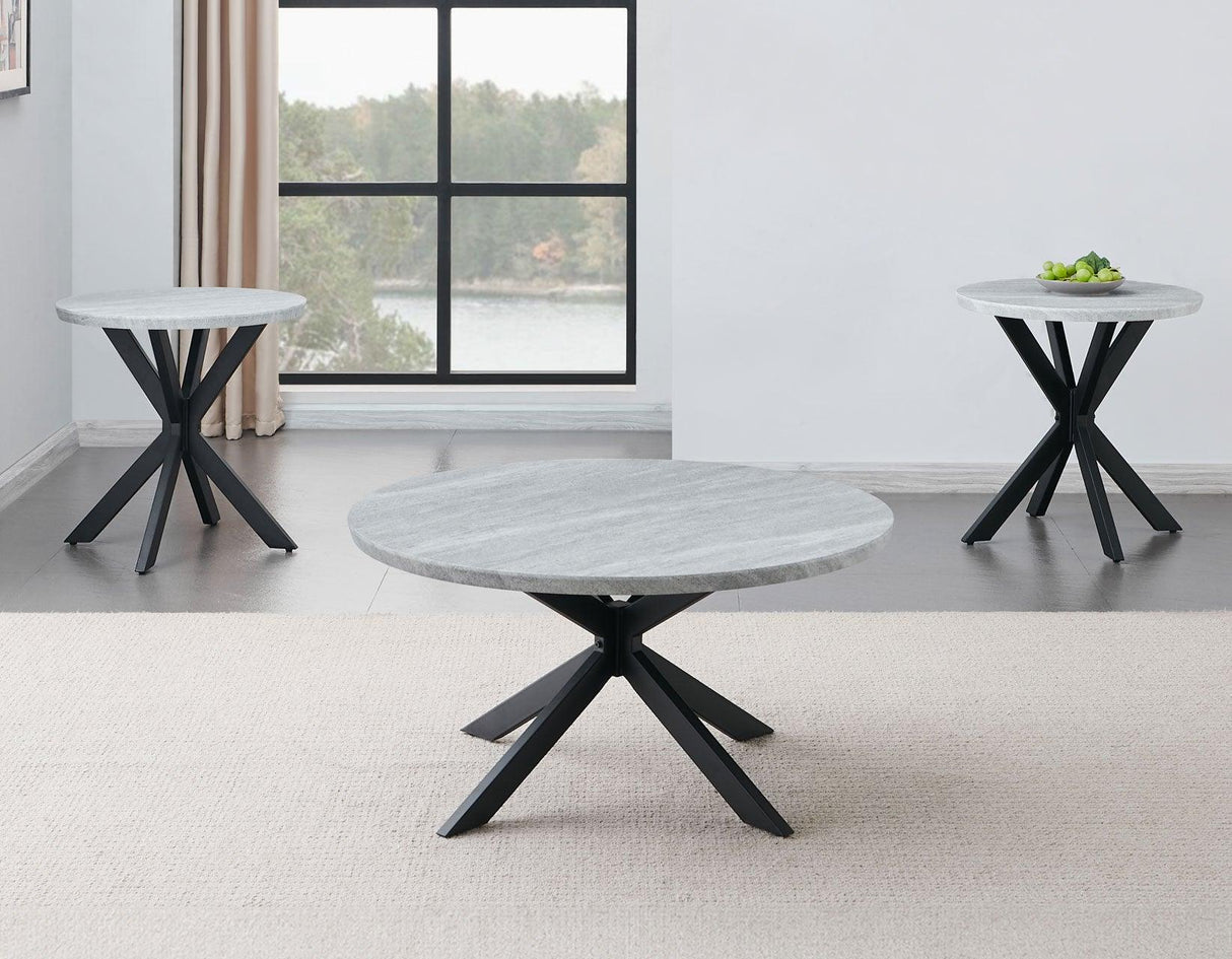 Keyla Faux-Marble Round End Table by Steve Silver at Eve Furniture