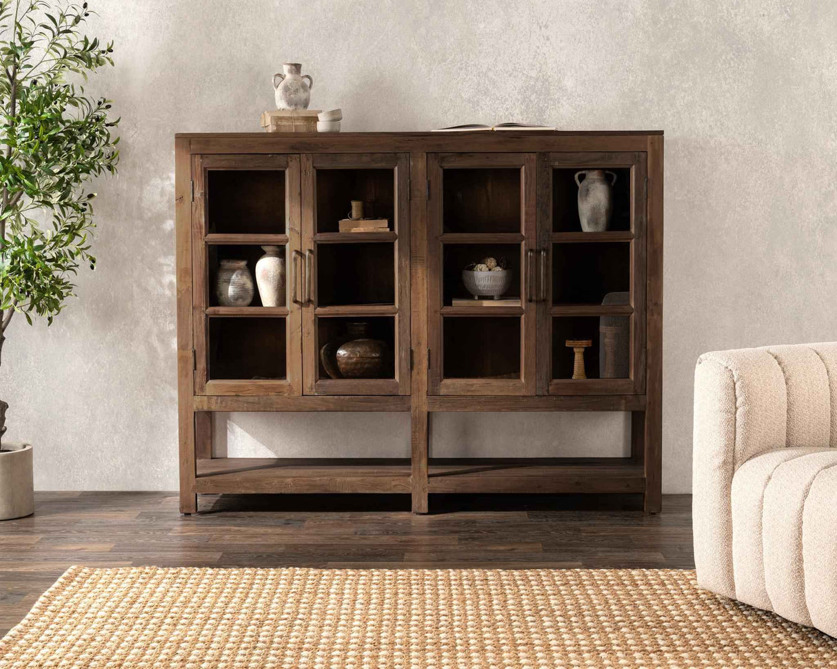 Kharga Natural 4 Door Display Cabinet by Classic Home at Eve Furniture