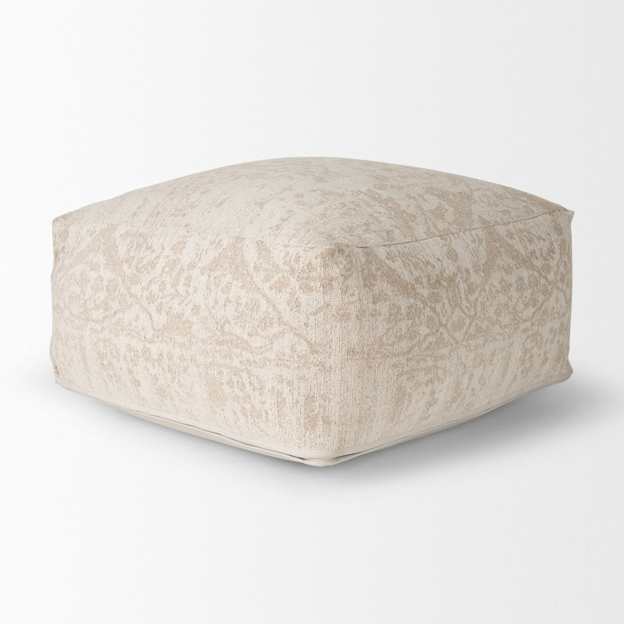 Khloe Large Cream Pouf by Mercana at Eve Furniture