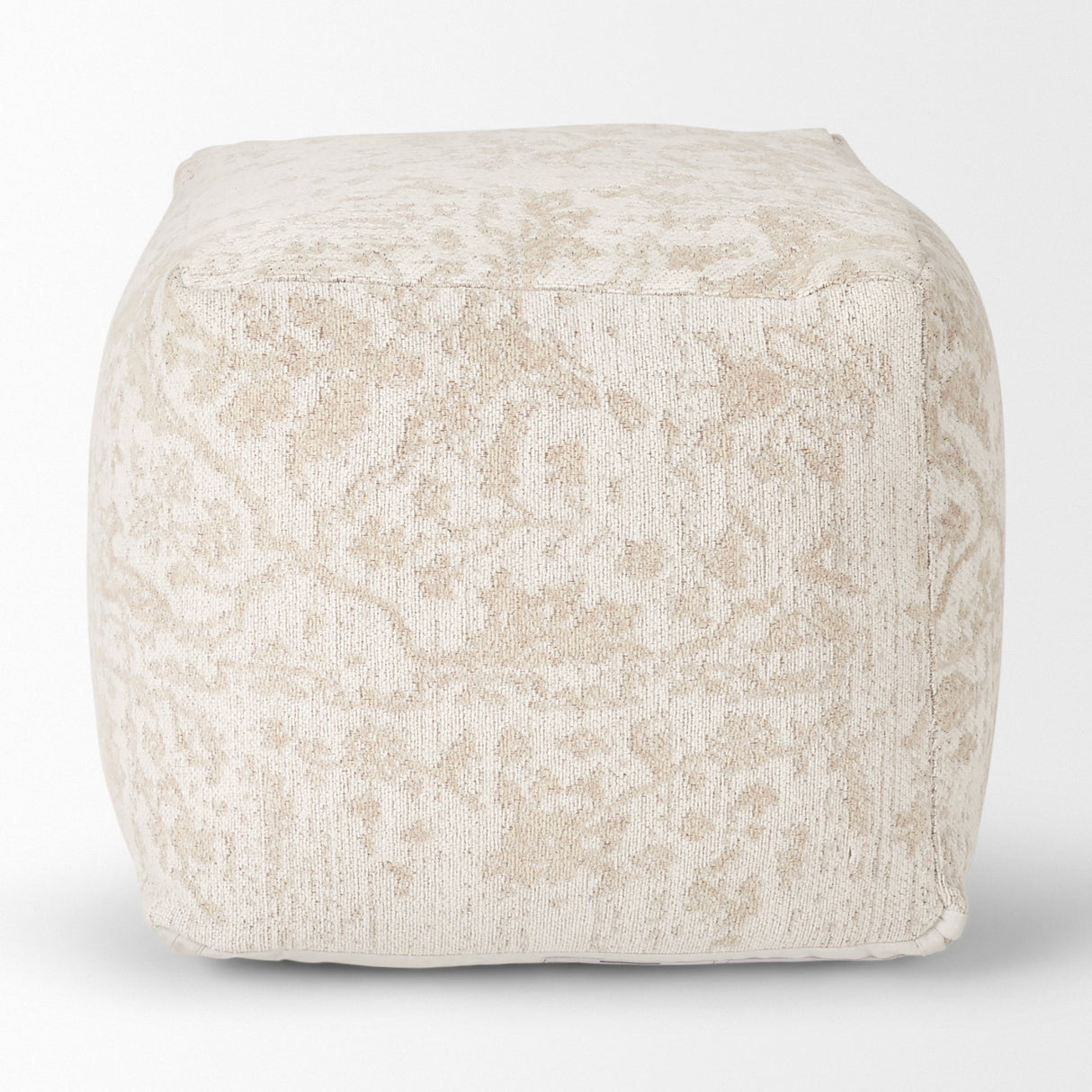 Khloe Small Cream Pouf by Mercana at Eve Furniture