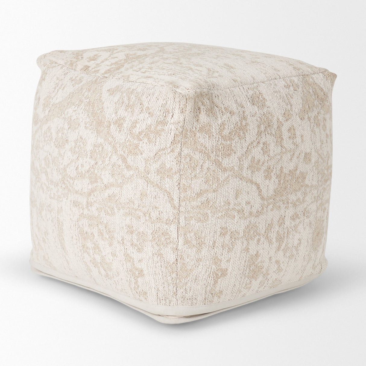 Khloe Small Cream Pouf by Mercana at Eve Furniture