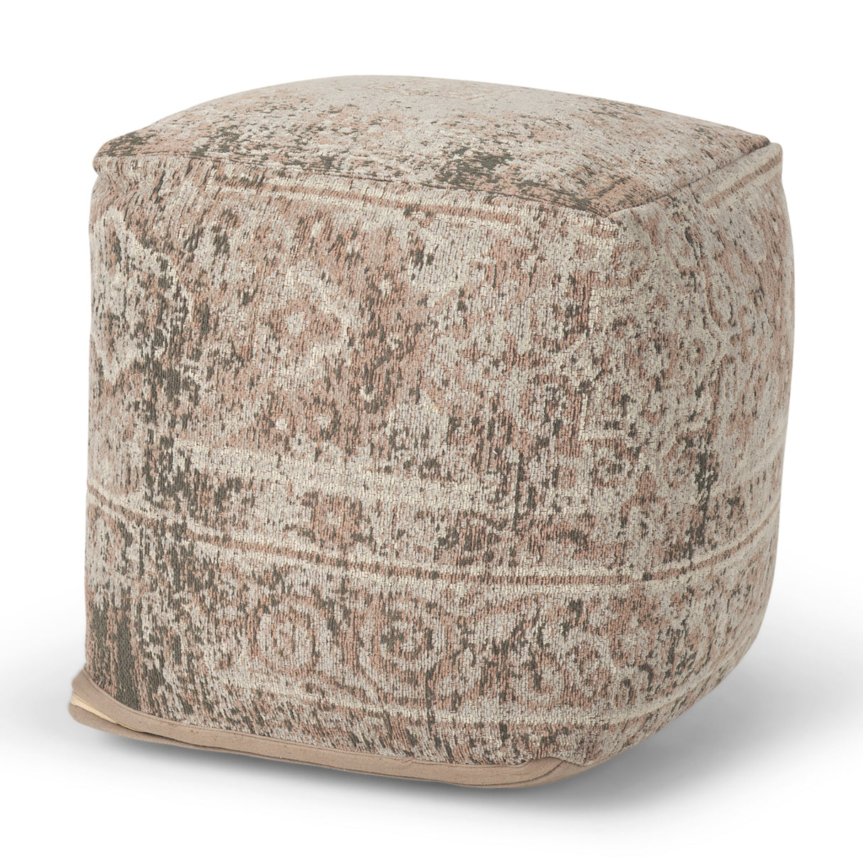 Khloe Small Taupe Pouf by Mercana at Eve Furniture