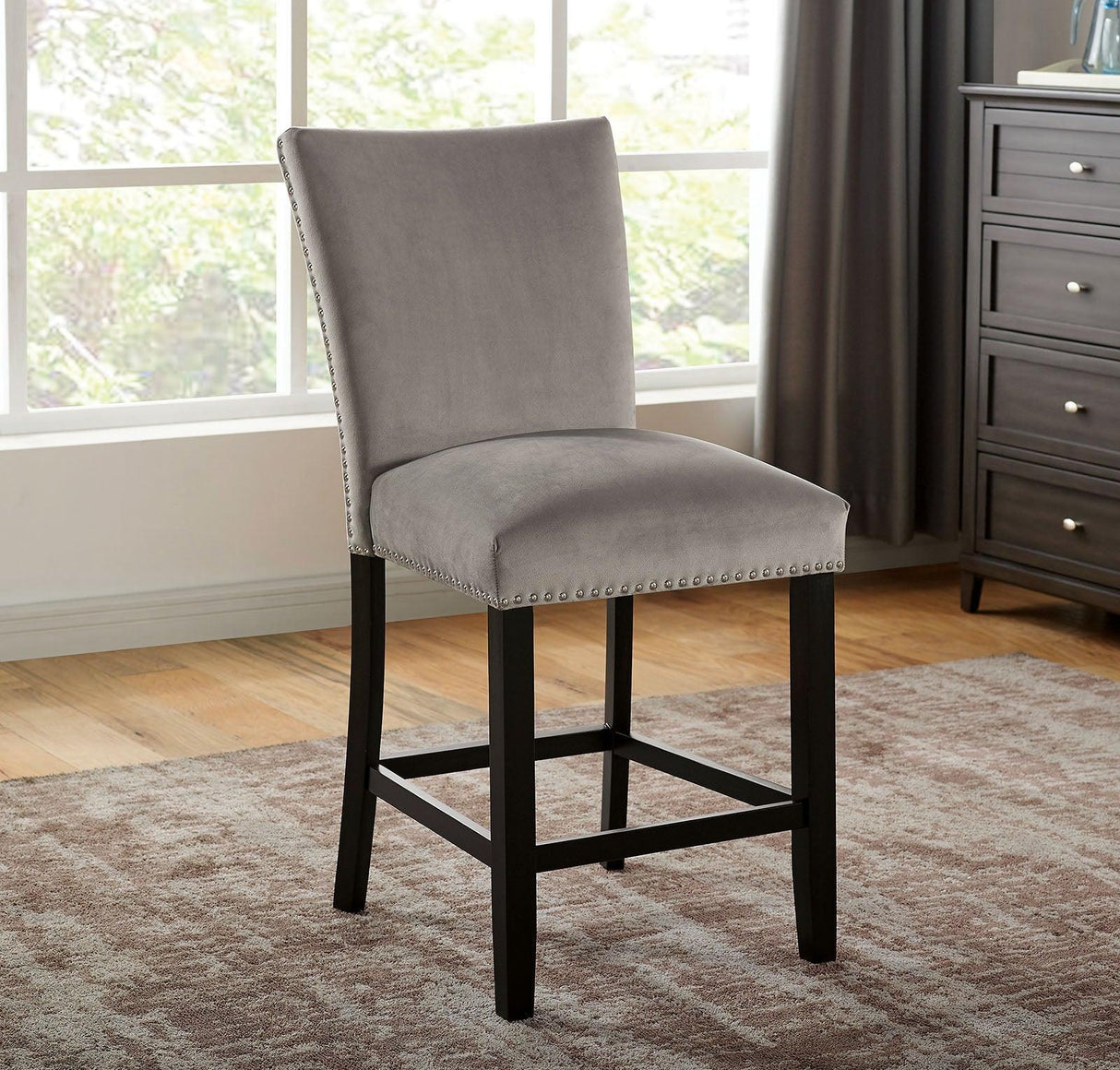 Kian Black/Light Gray Counter Ht. Chair (2/Ctn) by Furniture of America at Eve Furniture